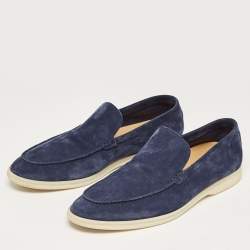 Loro Piana Blue Suede Summer Walk Loafers Size 45.5
