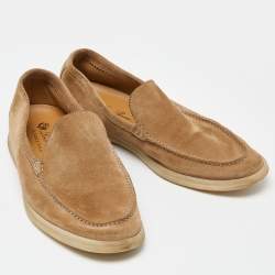 Loro Piana Brown Suede Summer Walk Loafers Size 43