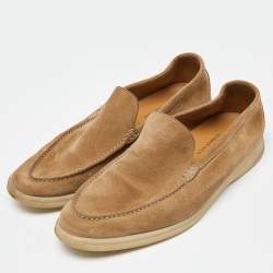 Loro Piana Brown Suede Summer Walk Loafers Size 43