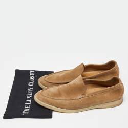 Loro Piana Brown Suede Summer Walk Loafers Size 43