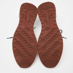 Pre Owned Loro Piana White/Grey Neoprene and Suede Week End Walk Evo Low Top Sneakers Size 45