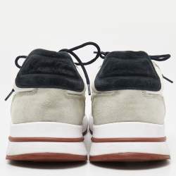 Pre Owned Loro Piana White/Grey Neoprene and Suede Week End Walk Evo Low Top Sneakers Size 45