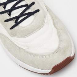 Pre Owned Loro Piana White/Grey Neoprene and Suede Week End Walk Evo Low Top Sneakers Size 45