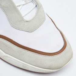 Loro Piana White/Grey Neoprene and Suede Modular Walk Sneakers Size 45