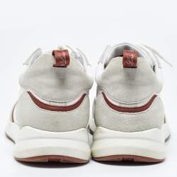 Loro Piana White/Grey Neoprene and Suede Modular Walk Sneakers Size 45