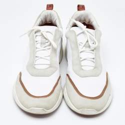 Loro Piana White/Grey Neoprene and Suede Modular Walk Sneakers Size 45