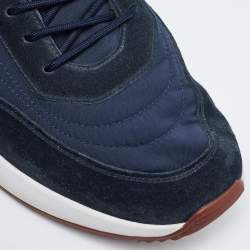 Pre Owned Loro Piana Navy Blue Nylon and Suede Low Top Sneakers Size 45
