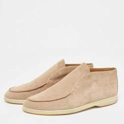 Pre Owned Loro Piana Beige Suede Open Walk Boots Size 44