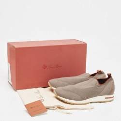 Loro Piana Grey Knit Fabric 360 LP Flexy Walk Sneakers Size 40