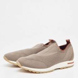 Loro Piana Grey Knit Fabric 360 LP Flexy Walk Sneakers Size 40