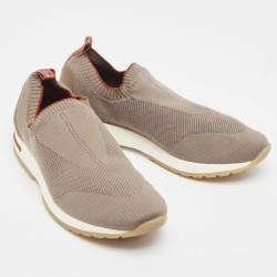 Loro Piana Grey Knit Fabric 360 LP Flexy Walk Sneakers Size 40