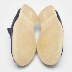 مملوكة مسبقًا Loro Piana Navy Blue Knit Fabric Summer Walk Loafers Size 43