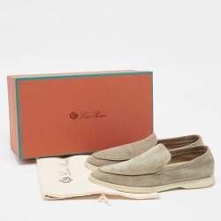 Pre Owned Loro Piana Grey Suede Summer Walk Slip On Loafers Size 42