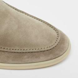 Pre Owned Loro Piana Grey Suede Summer Walk Slip On Loafers Size 42