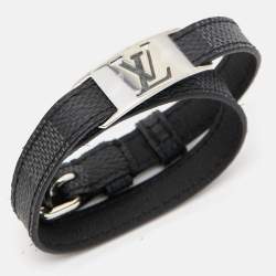 Louis Vuitton Sign It Damier Leather Silver Tone Double Wrap Bracelet