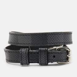 Louis Vuitton Sign It Damier Leather Silver Tone Double Wrap Bracelet