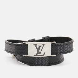 Louis Vuitton Sign It Damier Leather Silver Tone Double Wrap Bracelet