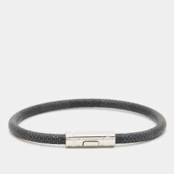 Louis Vuitton Keep It Bracelet Damier Graphite Canvas Silver Tone Bracelet