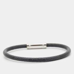 Louis Vuitton Keep It Bracelet Damier Graphite Canvas Silver Tone Bracelet