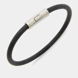 Louis Vuitton Keep It Bracelet Damier Graphite Canvas Silver Tone Bracelet
