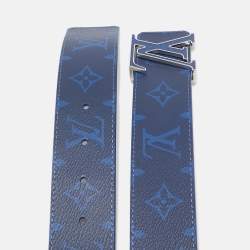 Pre Owned Louis Vuitton Blue Monogram Canvas LV Initiales Reversible Belt 110CM