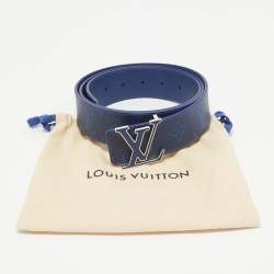 Pre Owned Louis Vuitton Blue Monogram Canvas LV Initiales Reversible Belt 110CM