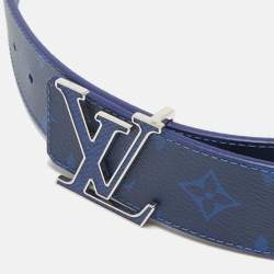 Pre Owned Louis Vuitton Blue Monogram Canvas LV Initiales Reversible Belt 110CM