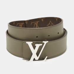 Louis Vuitton Khaki Green Monogram Canvas LV Initiales Reversible Belt 85CM