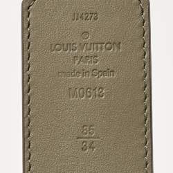 Louis Vuitton Khaki Green Monogram Canvas LV Initiales Reversible Belt 85CM