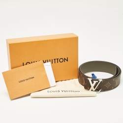 Louis Vuitton Khaki Green Monogram Canvas LV Initiales Reversible Belt 85CM