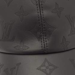 Pre Owned Louis Vuitton Black Monogram Shadow Leather Cap 60 cm