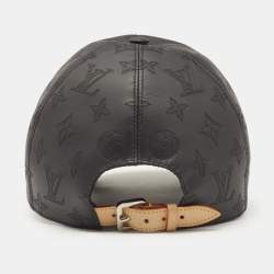 Pre Owned Louis Vuitton Black Monogram Shadow Leather Cap 60 cm