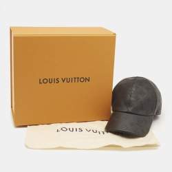Pre Owned Louis Vuitton Black Monogram Shadow Leather Cap 60 cm
