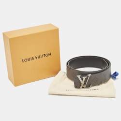 Pre Owned Louis Vuitton Monogram Eclipse Reverse Canvas LV Initiales Reversible Belt 95 CM
