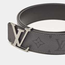 Pre Owned Louis Vuitton Monogram Eclipse Reverse Canvas LV Initiales Reversible Belt 95 CM