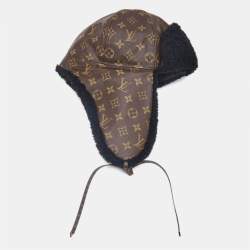 Louis Vuitton Brown Monogram Shearling/Leather Teddy Chapka Hat S