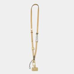 Pre Owned Louis Vuitton Tan Leather LV Lovers Charm Phone Strap