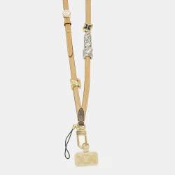Pre Owned Louis Vuitton Tan Leather LV Lovers Charm Phone Strap