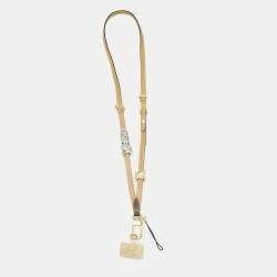 Pre Owned Louis Vuitton Tan Leather LV Lovers Charm Phone Strap