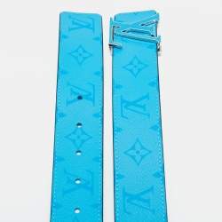 مملوكة مسبقًا Louis Vuitton LV Initiales 100 CM Reversible Buckle Belt Lagoon Blue Monogram Canvas