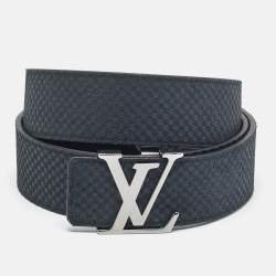 مملوكة مسبقًا Louis Vuitton LV Initiales 110 CM Buckle Belt Carbon Petit Damier Suede