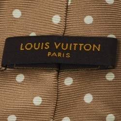 Pre Owned Louis Vuitton Light Brown Dotted Silk Tie