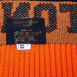 Pre Owned وشاح لوي فيتون صوف أزرق كحلي وبرتقالي بالشعار