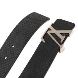 مملوكة مسبقًا Louis Vuitton Black Mini Damier Suede Initiales Belt 105CM