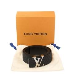 مملوكة مسبقًا Louis Vuitton Black Mini Damier Suede Initiales Belt 105CM