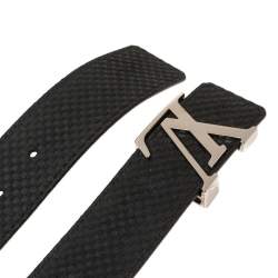 Pre Owned Louis Vuitton Black Mini Damier Suede Initiales Belt 100CM