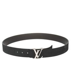 Louis Vuitton Black Mini Damier Suede Initiales Belt 90CM at