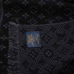 Pre Owned Louis Vuitton Black Monogram Wool Classic Scarf