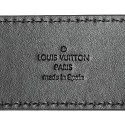 Pre Owned Louis Vuitton Black Mini Damier Suede Initiales Belt 110CM