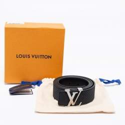 Pre Owned Louis Vuitton Navy Blue Mini Damier Suede LV Initiales Belt 110CM